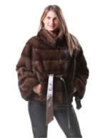 48 pelliccia visone giacca donna modello kimono scanbrown