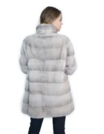 Cappotto visone orizzontale silverblu 81 cm collo coreana 52-54 fourrure de vison mink fur Nerz