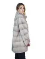 Cappotto visone orizzontale silverblu 81 cm collo coreana 52-54 fourrure de vison mink fur Nerz