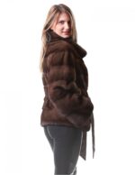 48 Women's fur jacket mink kimono model scanbrown - Image 4