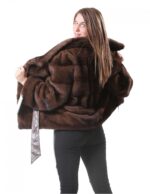 48 Women's fur jacket mink kimono model scanbrown - Image 7