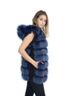 Blaufuchs Pelzweste mit Wildleder und Kapuze 48 fox volpe renard – Bild 5