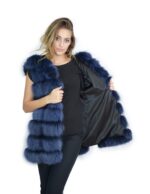 Blaufuchs Pelzweste mit Wildleder und Kapuze 48 fox volpe renard – Bild 7