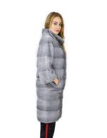 42 Horizontal sapphire mink coat with mandarin collar 98 cm fourrure de vison mink für Nerz - Image 4