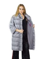 46 Horizontal sapphire mink coat with mandarin collar 98 cm fourrure de vison mink für Nerz - Image 7