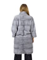 46 Horizontal sapphire mink coat with mandarin collar 98 cm fourrure de vison mink für Nerz - Image 6