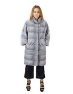 46 Horizontal sapphire mink coat with mandarin collar 98 cm fourrure de vison mink für Nerz - Image 5