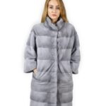 46 Cappotto di visone orizzontale zaffiro collo coreana 98 cm fourrure de vison mink fur Nerz