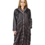44 Cappotto di visone pelle intera e orizzontale blue iris fourrure de vison mink fur Nerz