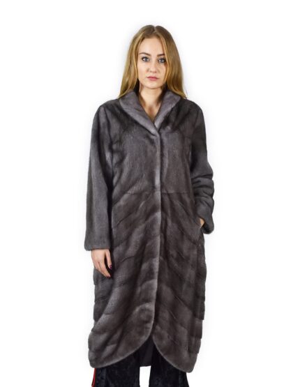 44 Cappotto di visone pelle intera e orizzontale blue iris fourrure de vison mink fur Nerz