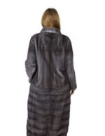 44 Cappotto di visone pelle intera e orizzontale blue iris fourrure de vison mink fur Nerz