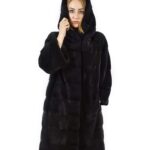 50 Cappotto di visone orizzontale aurora cappuccio 102 cm fourrure de vison mink fur Nerz