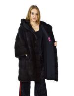 50 горизонтальных норки пальто Aurora капот 102 см fourrure de vison mink fur Nerz — изображение 7