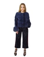 40 horizontal mink jacket blue jeans with fox wrists fourrure de vison pelliccia visone Nerz - Image 5
