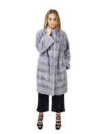 46 Пальто 102 см из горизонтальной норки сапфировый корейский воротник fourrure de vison норковый мех Nerz — изображение 5