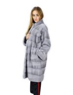 46 Пальто 102 см из горизонтальной норки сапфировый корейский воротник fourrure de vison норковый мех Nerz — изображение 3