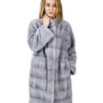 46 Cappotto 102 cm di visone orizzontale zaffiro collo coreana fourrure de vison mink fur Nerz