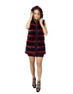 42 Fur Rex fuchsia and black gradient sleeveless hood zipper pelliccia rex pelz мех рекс fourrure - Image 4