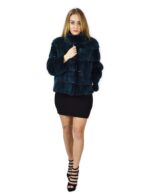 46 Giacca di visone orizzontale verde emerald pistagna 64 cm fourrure de vison mink fur Nerz