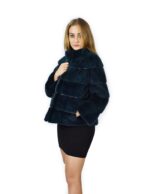 46 Giacca di visone orizzontale verde emerald pistagna 64 cm fourrure de vison mink fur Nerz