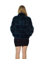 46 Giacca di visone orizzontale verde emerald pistagna 64 cm fourrure de vison mink fur Nerz