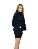 46 Giacca di visone orizzontale verde emerald pistagna 64 cm fourrure de vison mink fur Nerz