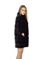 46 horizontal black mink coat Korean neck 88 cm fourrure de vison pelliccia visone Nerz - Image 4