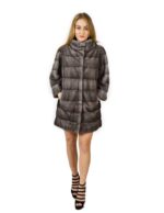 44 Cappotto di visone orizzontale blue irish collo coreana 88 cm fourrure de vison mink fur Nerz