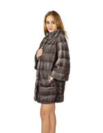 44 Cappotto di visone orizzontale blue irish collo coreana 88 cm fourrure de vison mink fur Nerz