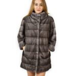 44 Cappotto di visone orizzontale blue irish collo coreana 88 cm fourrure de vison mink fur Nerz