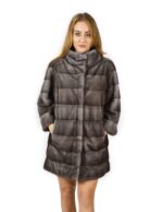 44 Cappotto di visone orizzontale blue irish collo coreana 88 cm fourrure de vison mink fur Nerz