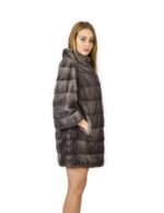 44 Cappotto di visone orizzontale blue irish collo coreana 88 cm fourrure de vison mink fur Nerz