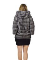 50 Cappotto di visone orizzontale blue irish cappuccio 68 cm fourrure de vison mink fur Nerz