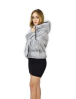 50 Куртка из меха норки горизонтальная с капюшоном из сапфира 58 см fourrure de vison mink fur Nerz — изображение 4