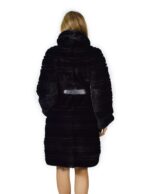 48 Horizontal mink coat blue neck hood rigid skin pelz nerz pelliccia visone норка fourrure vison - Image 4