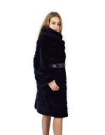 48 Horizontal mink coat blue neck hood rigid skin pelz nerz pelliccia visone норка fourrure vison - Image 5