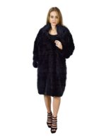 48 Horizontal mink coat blue neck hood rigid skin pelz nerz pelliccia visone норка fourrure vison - Image 6