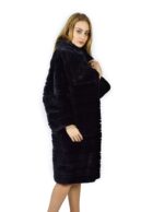 48 Horizontal mink coat blue neck hood rigid skin pelz nerz pelliccia visone норка fourrure vison - Image 7
