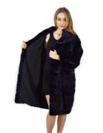48 Horizontal mink coat blue neck hood rigid skin pelz nerz pelliccia visone норка fourrure vison - Image 8