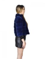 44 Nerzjacke horizontal Frauen lapis blau mit Reißverschluss und Ledertrage vison норка fur mink visone fourrure – Bild 4