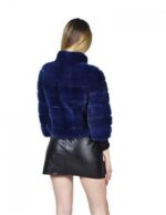 44 Nerzjacke horizontal Frauen lapis blau mit Reißverschluss und Ledertrage vison норка fur mink visone fourrure – Bild 6