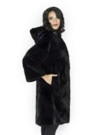 46 Black Mink Coat Fur Mink Hood Pelz Nerz мех 水貂皮草 - Image 4