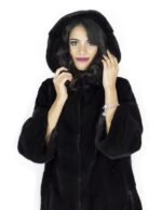 46 Black Mink Coat Fur Mink Hood Pelz Nerz мех 水貂皮草 - Image 5