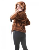 MINK FUR JACKET WOMAN MODEL COLOR PAJAMA HONEY - Image 9