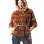 PELLICCIA DONNA GIACCA VISONE MODELLO KIMONO COLORE HONEY