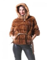 PELLICCIA DONNA GIACCA VISONE MODELLO KIMONO COLORE HONEY