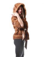 MINK FUR JACKET WOMAN MODEL COLOR PAJAMA HONEY - Image 4
