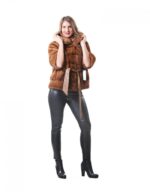MINK FUR JACKET WOMAN MODEL COLOR PAJAMA HONEY - Image 13
