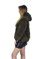 Jacke 46 Nerzpelzes horizontal olivgrün Kappe mit 3/4 Hülse – Bild 3