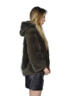 Jacke 46 Nerzpelzes horizontal olivgrün Kappe mit 3/4 Hülse – Bild 4